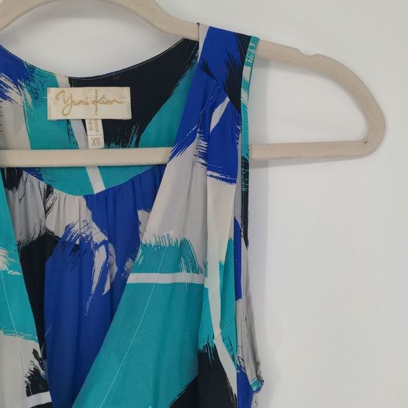 Yumi Kim Women's Silk Wrap Dress Size Extra Small Floral Blue White V Neck Lined - Picture 8 of 16